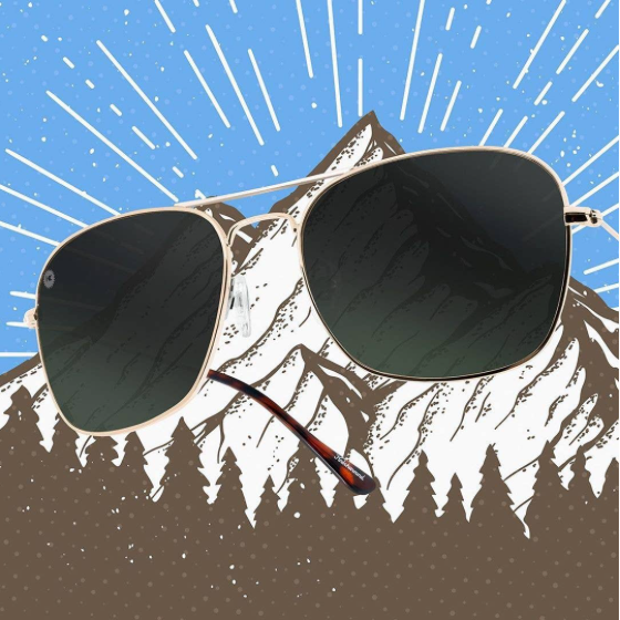Knockaround Gold/ Aviator Green Mount Evans Polarized Sunglasses